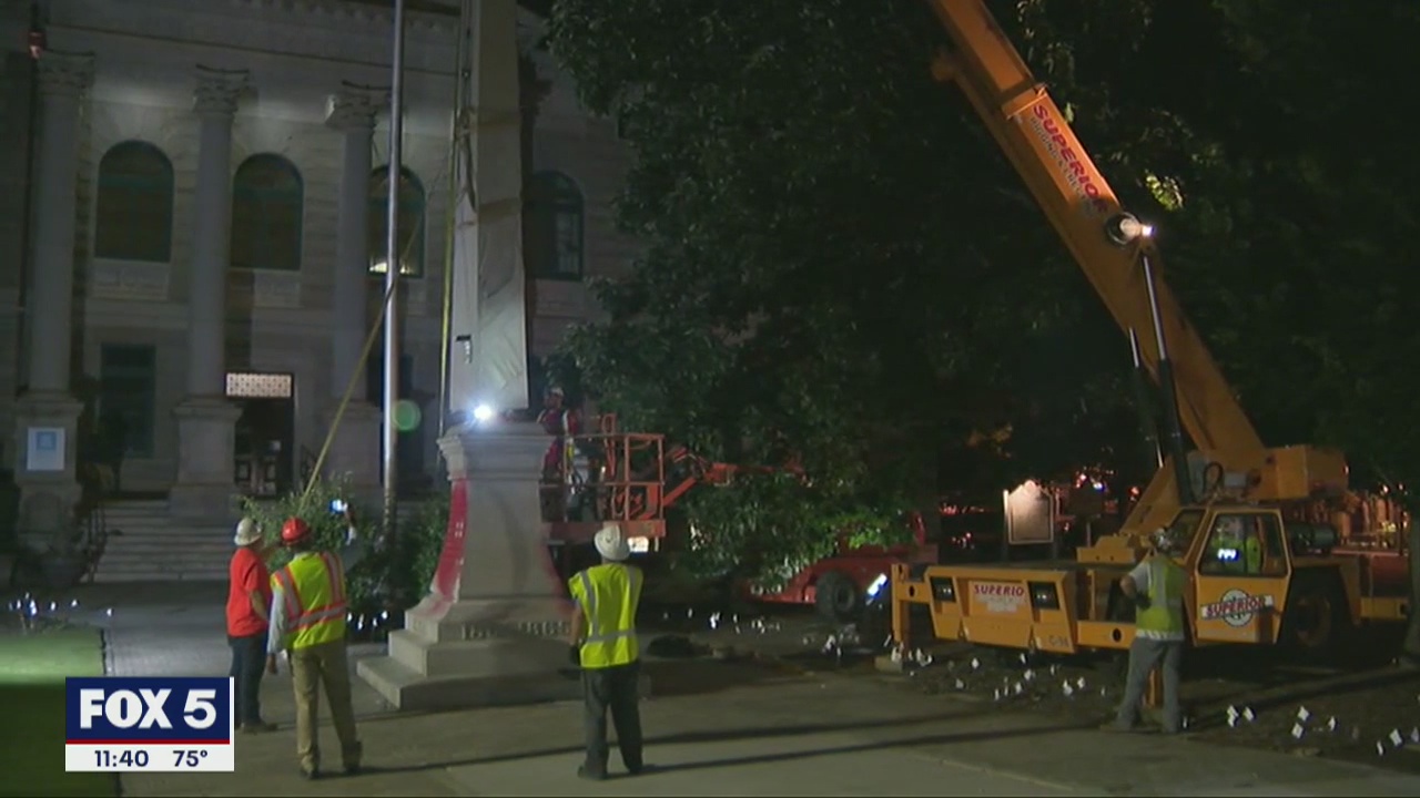 Crews remove Confederate monument from Decatur Square