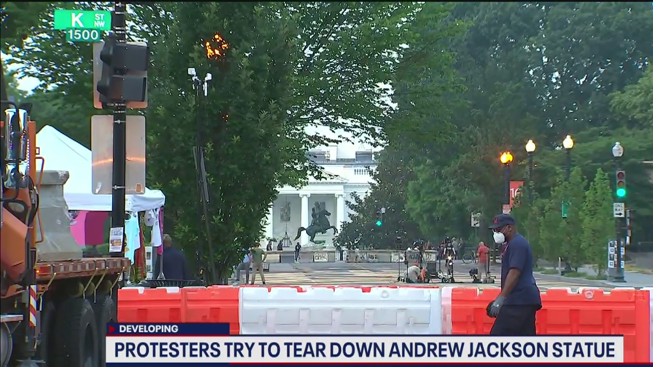 DC protesters try tearing down Andrew Jackson statue at Lafayette Park, set up 'BHAZ' near White House