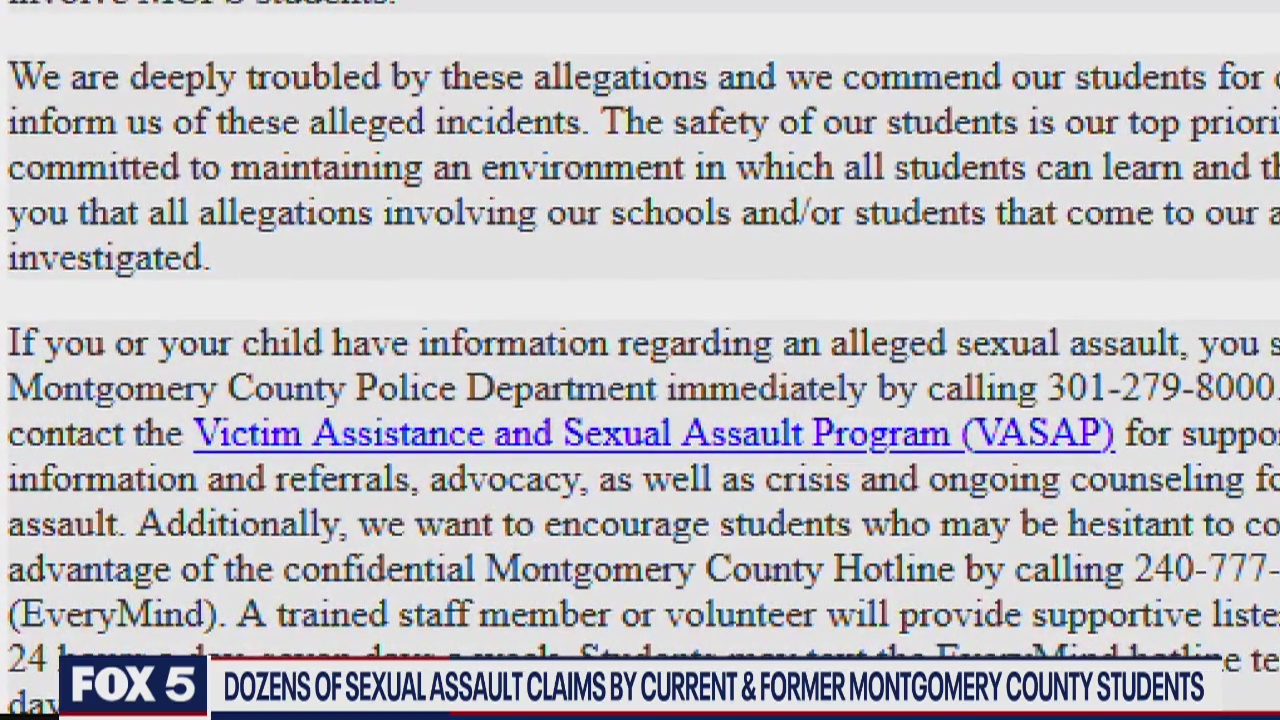 Police and educators investigating sexual assault claims in Montgomery County