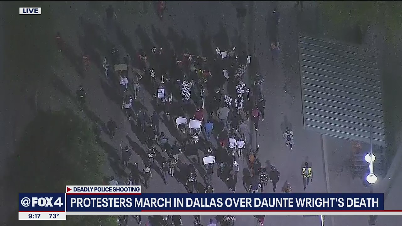 Protesters march in Dallas over Daunte Wright's death