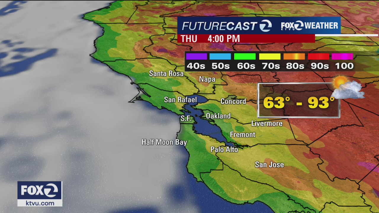 THURSDAY FORECAST: 90s inland, cool along the coast
