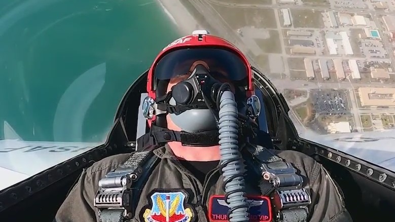 Kennedy Space Center firefighter rides in F-16 with Thunderbird pilot