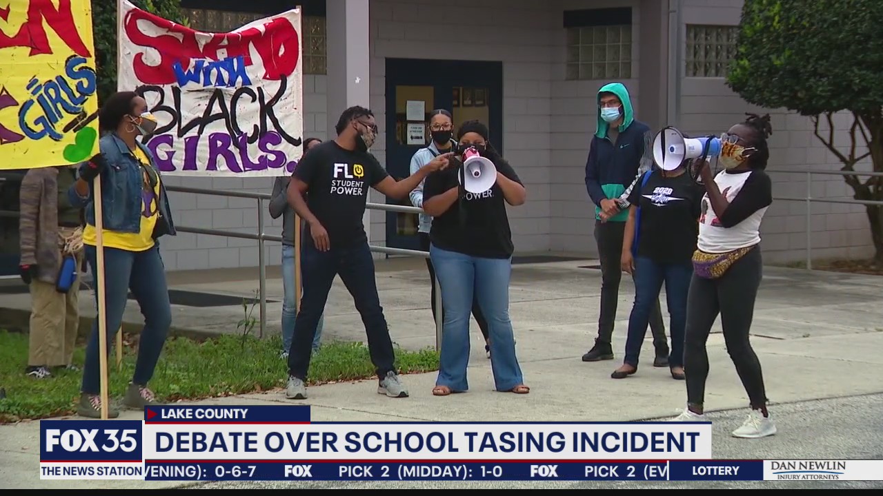 Groups rally outside Lake School Board after student is tased by resource deputy