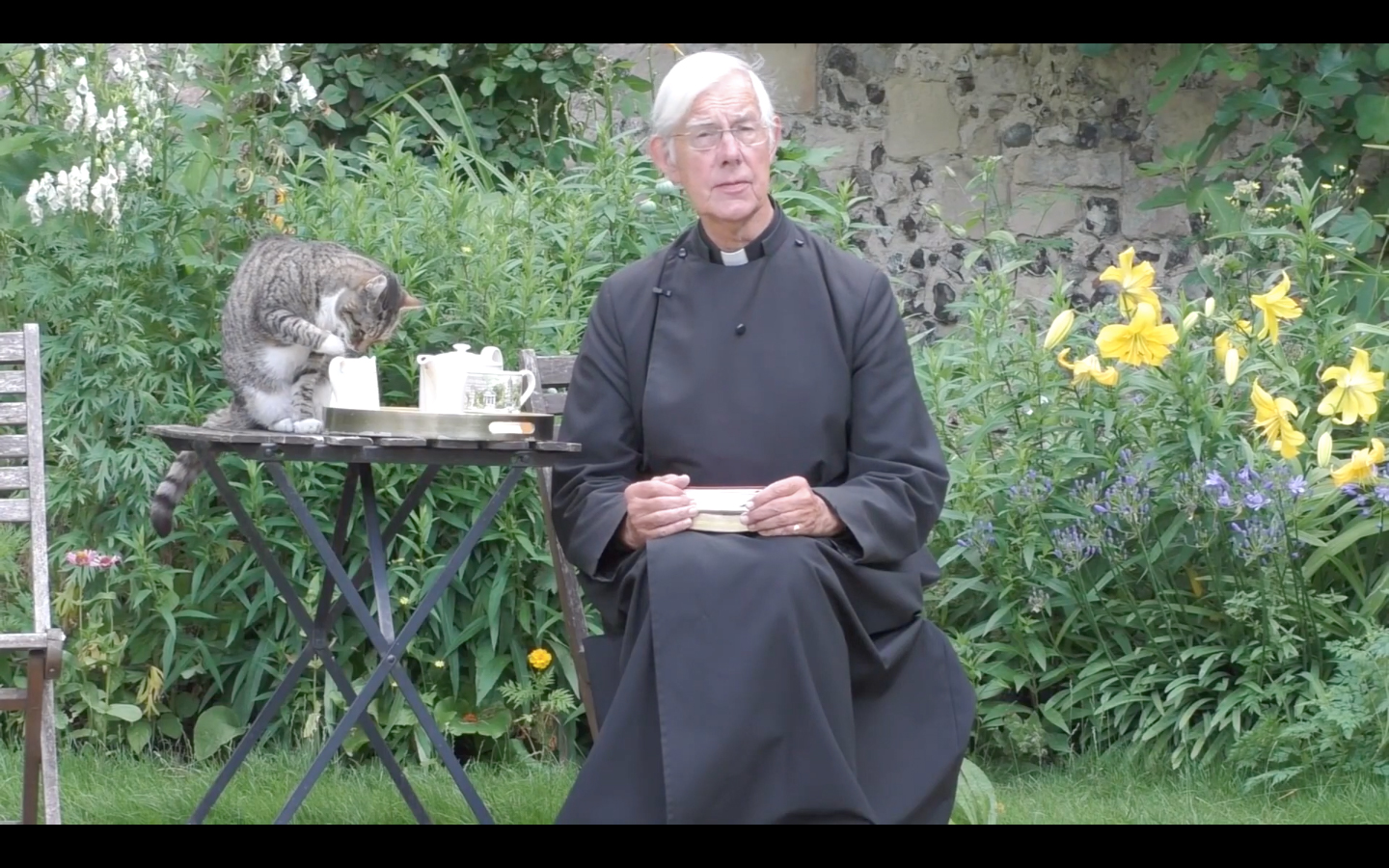 Cat helps itself to some milk during live-streamed church service