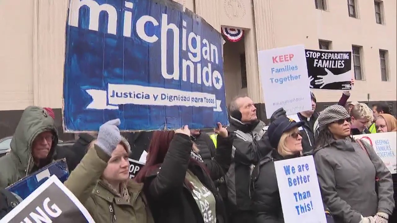 Rally outside church where Albanian man has received sanctuary for more than two years