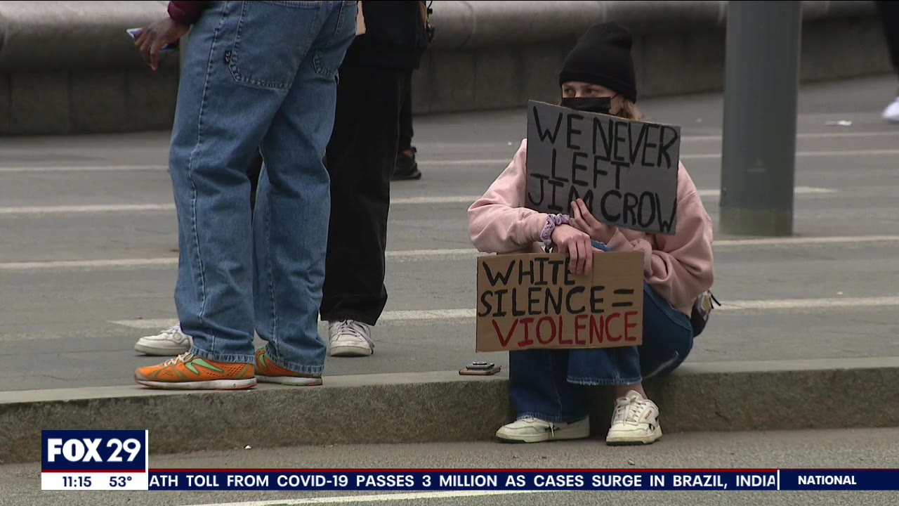 Hundreds gather near City Hall to protest police violence