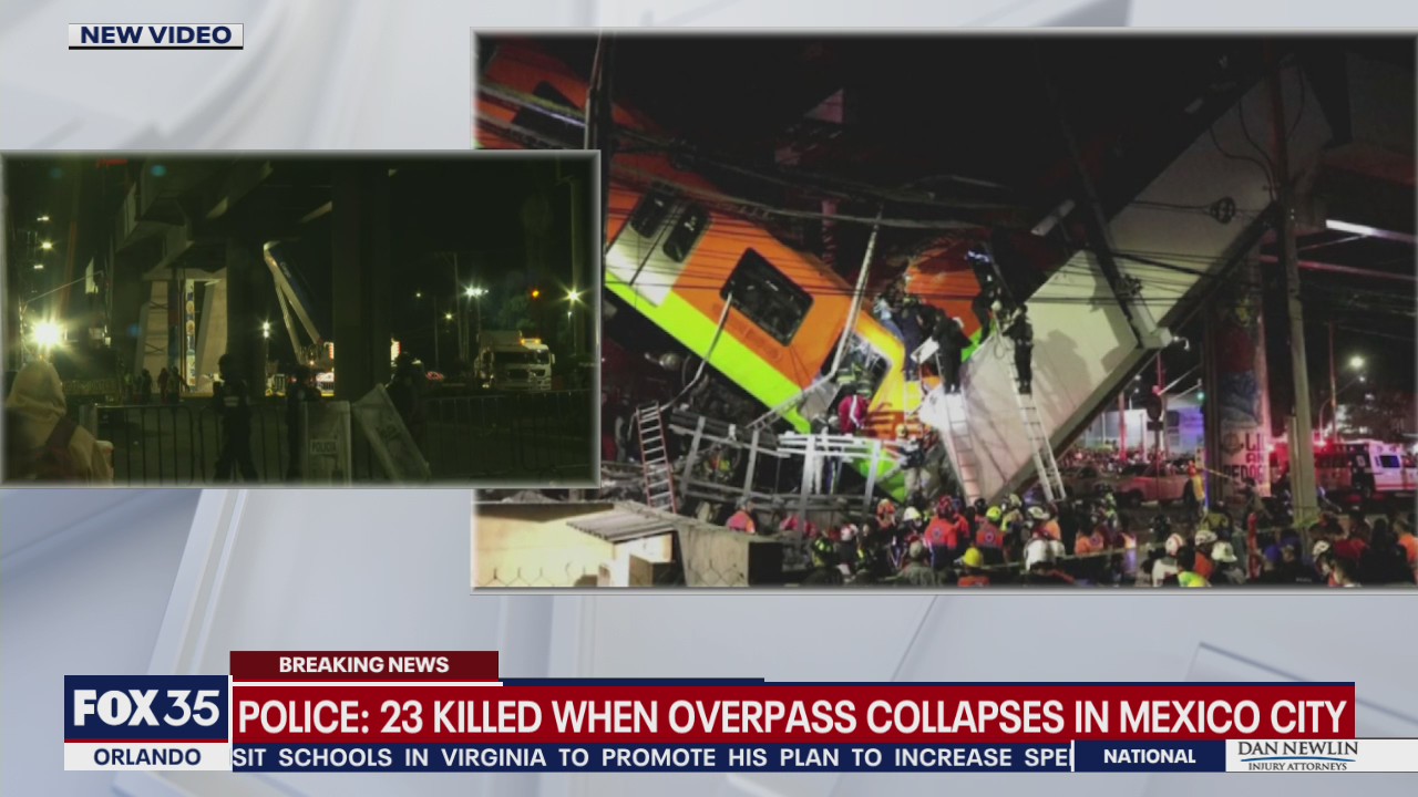 Mexico City metro overpass collapses onto road, killing 23