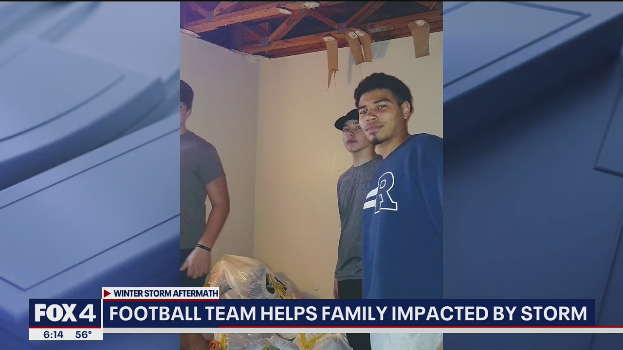 High school football team helps Hurst family move out of storm-damaged apartment