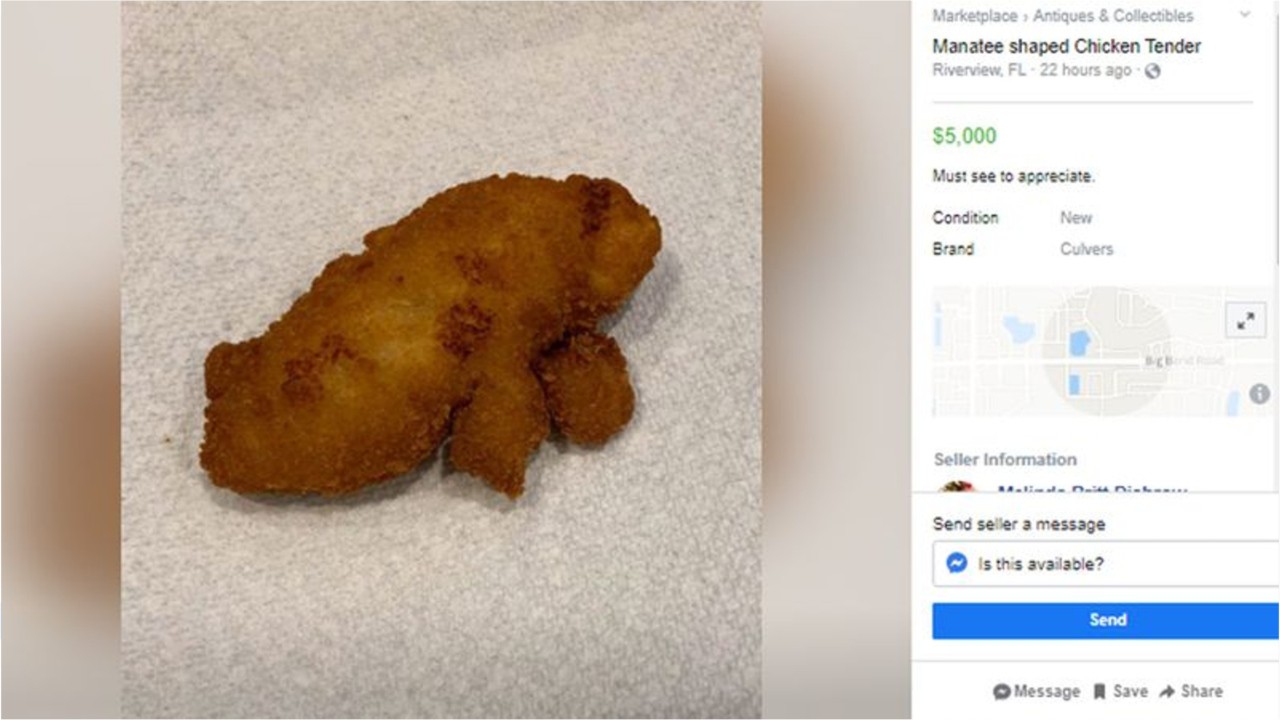 Woman lists ‘manatee-shaped’ chicken tender on Facebook Marketplace for $5,000