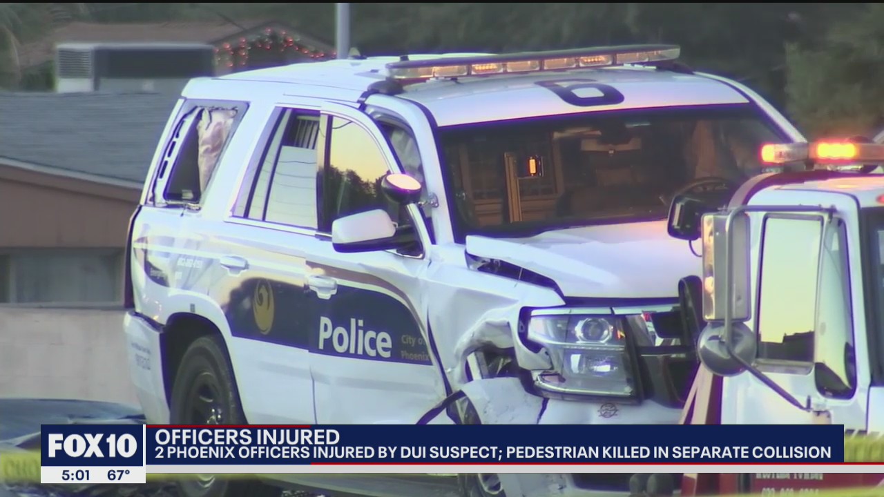 Two Phoenix officers hurt in alleged DUI crash while investigating another fatal collision