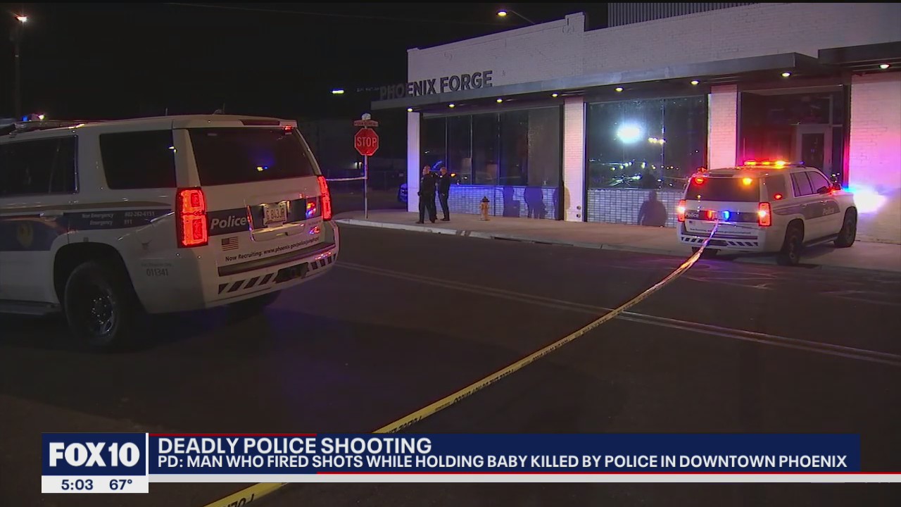 Man holding a baby, firing a gun, shot by Phoenix Police and dies