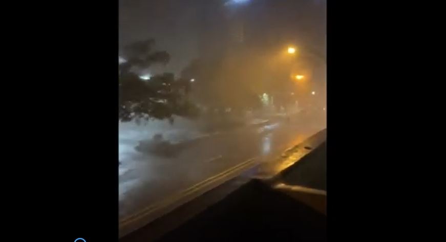 Heavy rain and wind in Lake Charles, Louisiana as Hurricane Laura makes landfall