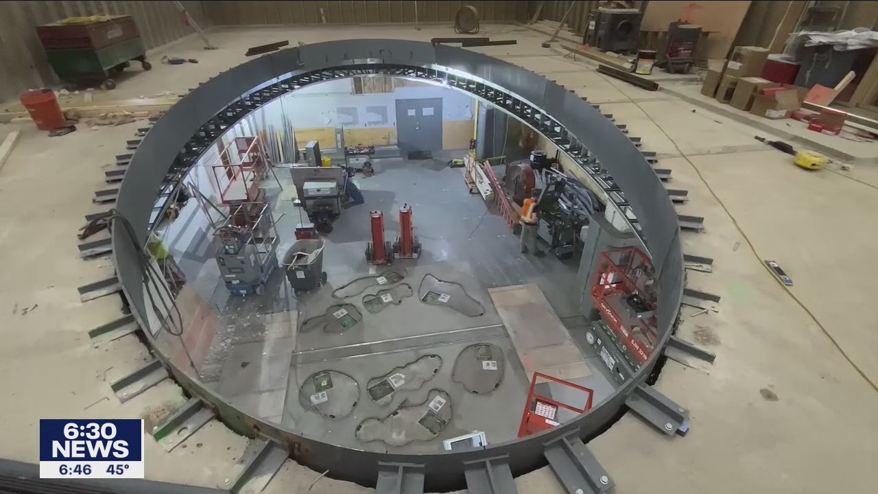 Interactive sculpture inspired by Northern Lights being installed at MSP