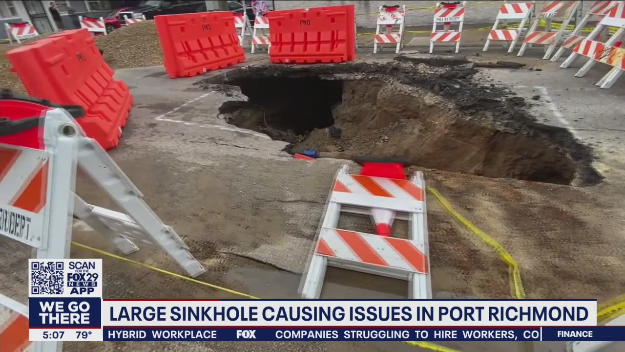 Port Richmond sinkhole awaits repairs, causes difficulties for residents