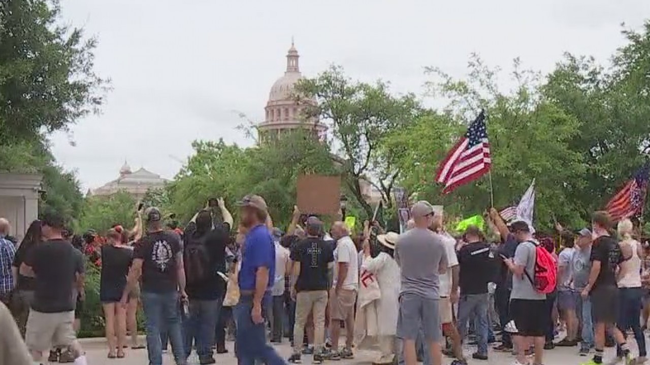Protesters gather in front of Gov. Mansion to protest masks, government shutdown