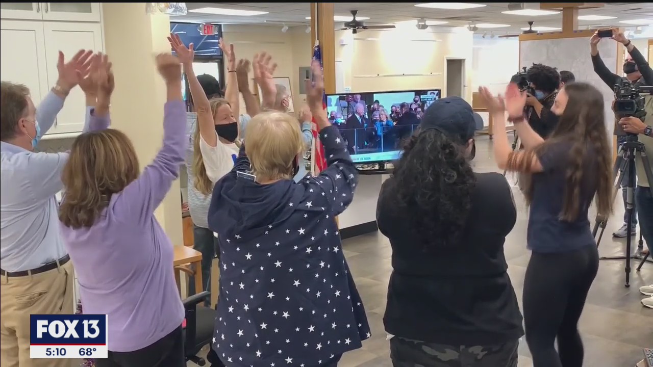 Biden-Harris supporters watch history being made