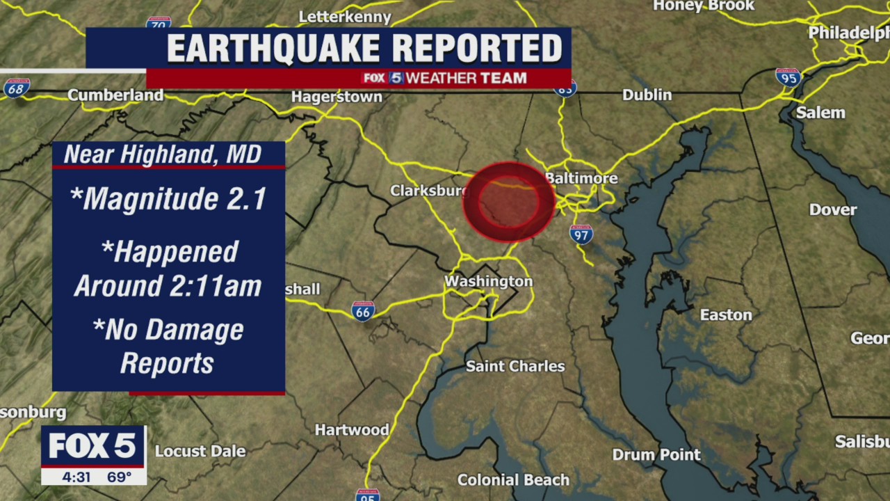 Small earthquake recorded near Columbia, Maryland overnight