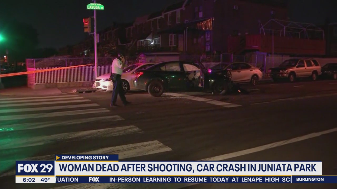 Woman dies after shooting, car crash in Juniata Park