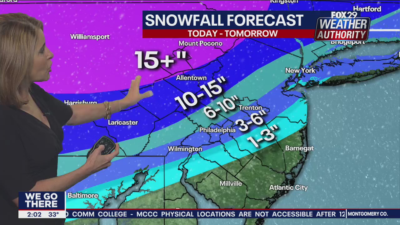 Snow, sleet and rain move into Philadelphia region