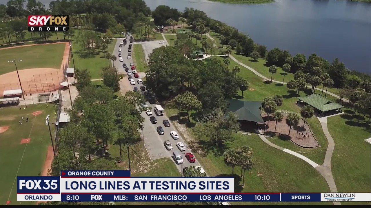 Long lines at Covid-19 testing sites in Orange County