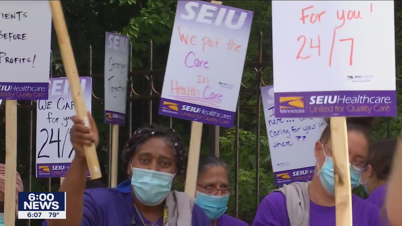 St. Paul nursing home workers hold 24-hour strike demanding better pay, more PPE