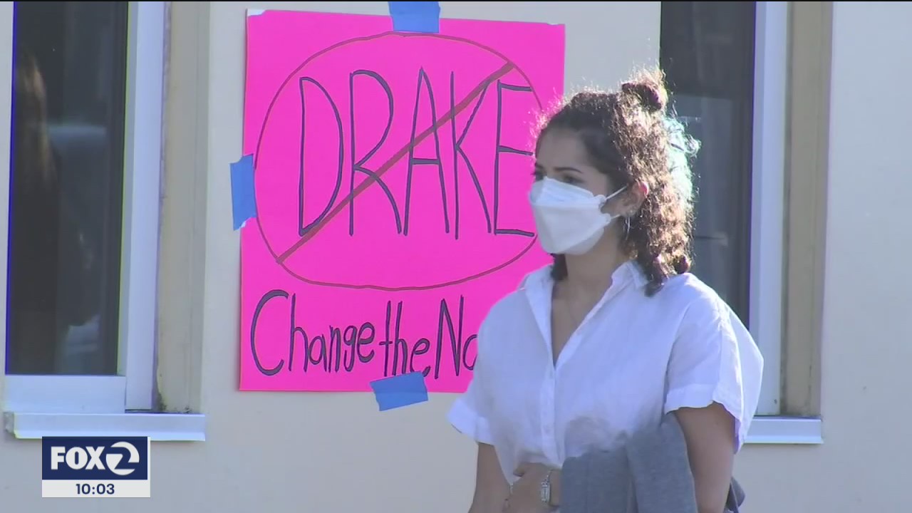 Dozens gather in San Anselmo, call for further erasure of Sir Francis Drake's name
