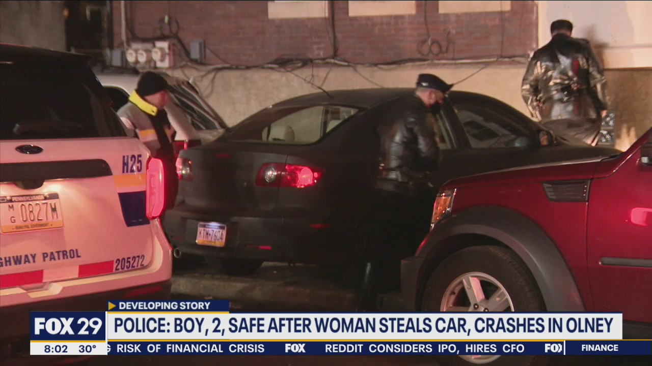 Police: Boy, 2, safe after woman steals car, crashes in Olney
