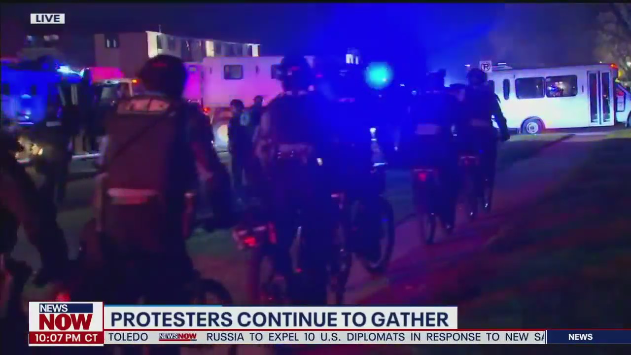 Brooklyn Center Protests: Crowds cut fence open, unlawful assembly declared
