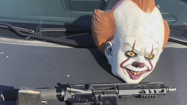 San Leandro find weapons, clown mask