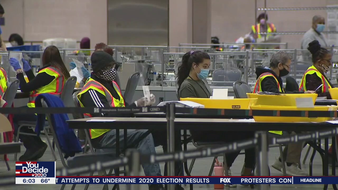 Ballot counting continues at Pennsylvania Convention Center