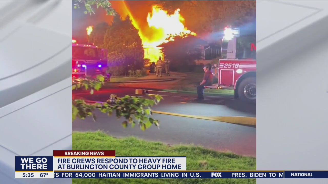 5 hospitalized as fire crews battle heavy fire at group home in Burlington County