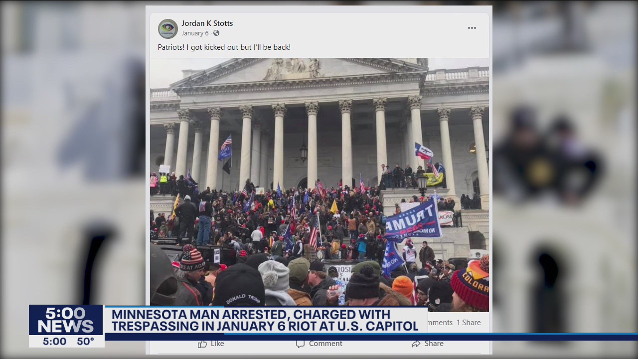 Minnesota man arrested, charged with trespassing in January 6 riot at U.S. Capitol