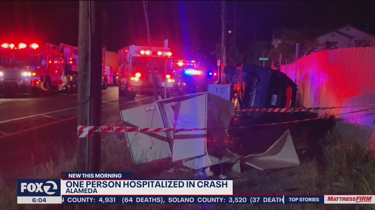 One hospitalized after car crashes into police in Alameda