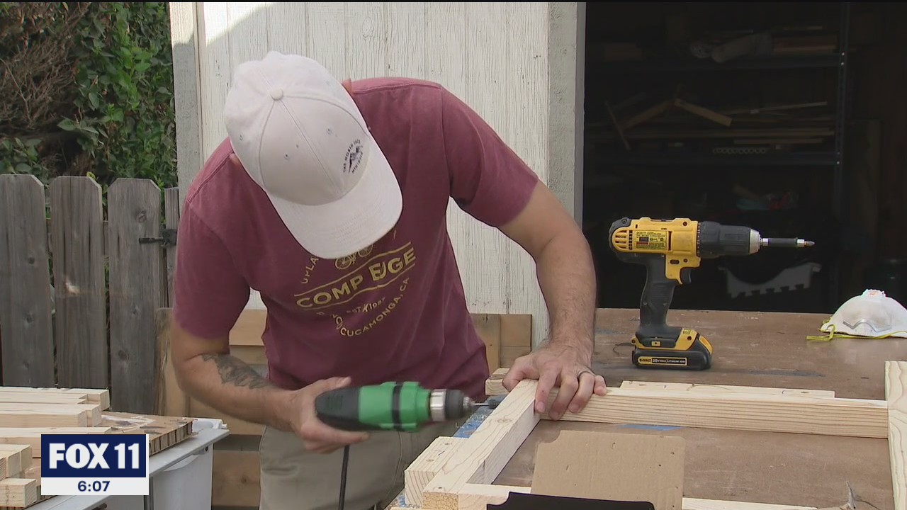 Local man creating desks for kids learning at home
