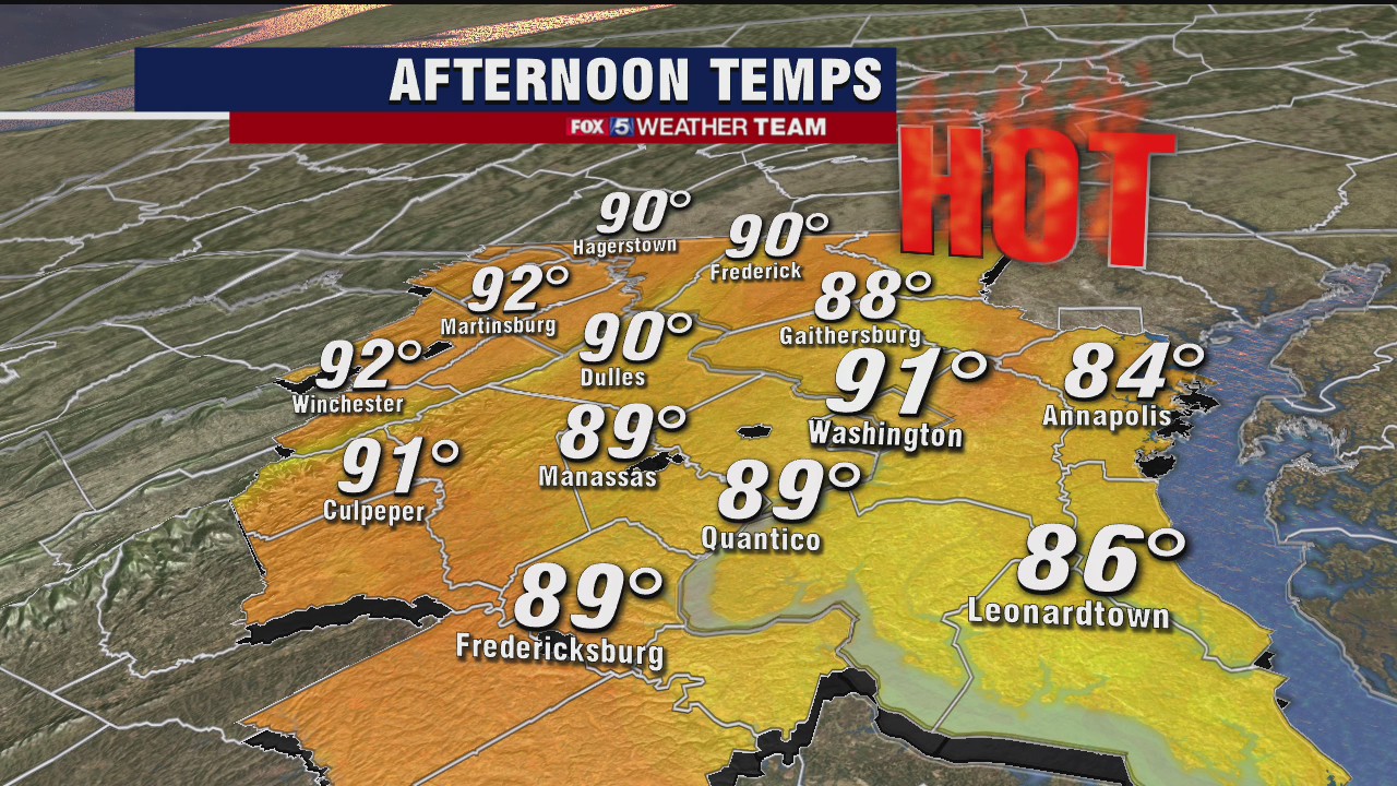 Heat wave continues Thursday with highs in the 90s; isolated storms possible