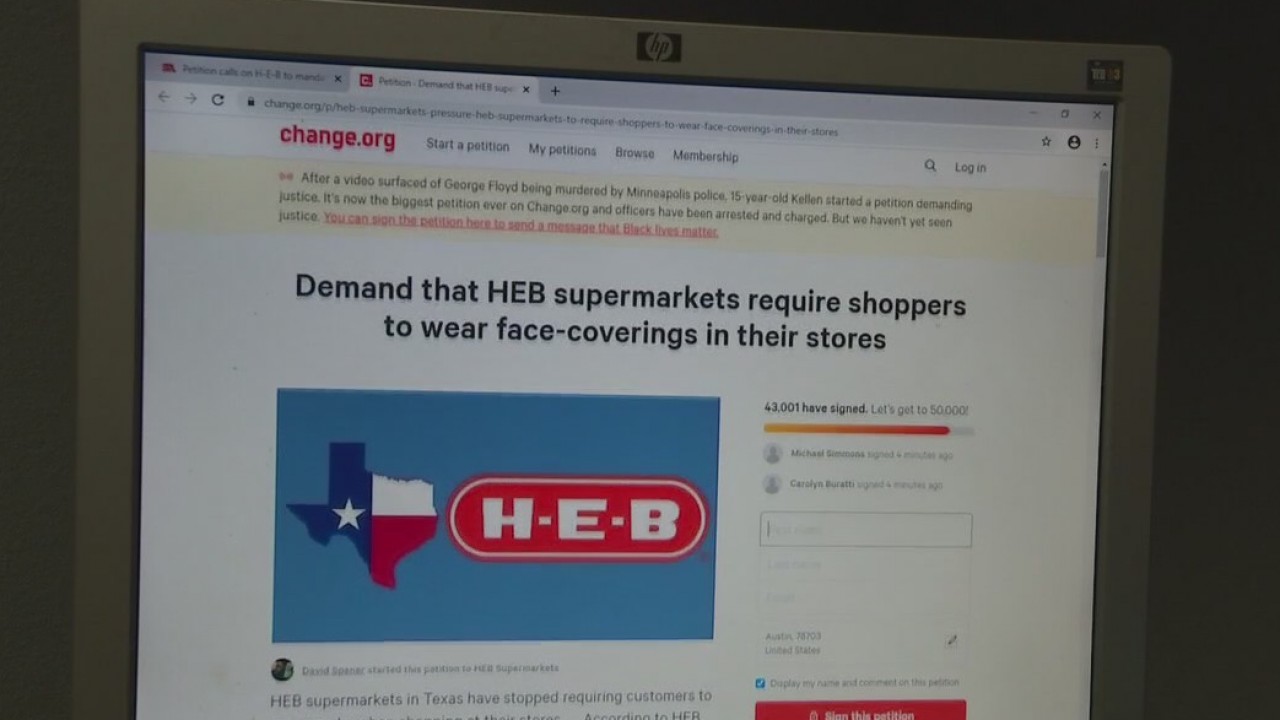 Petition calls for HEB to require facemasks for shoppers