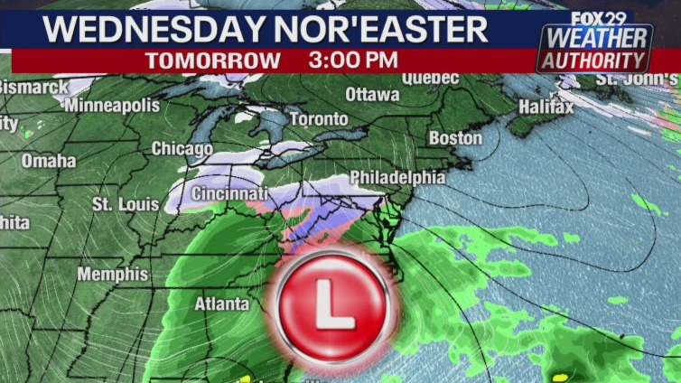 Winter storm warnings, watches issued ahead of Wednesday Nor'easter