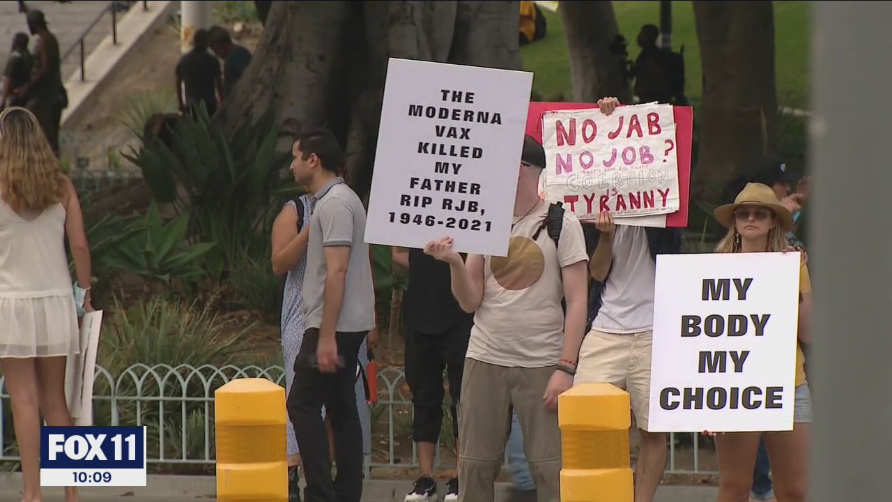Man stabbed, others assaulted during dueling vaccine protest in LA