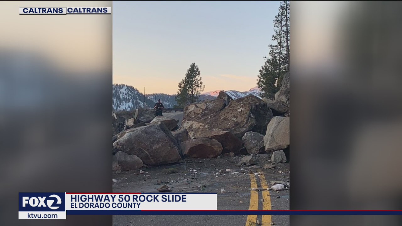 Highway 50 rockslide blocks both lanes nearLake Tahoe