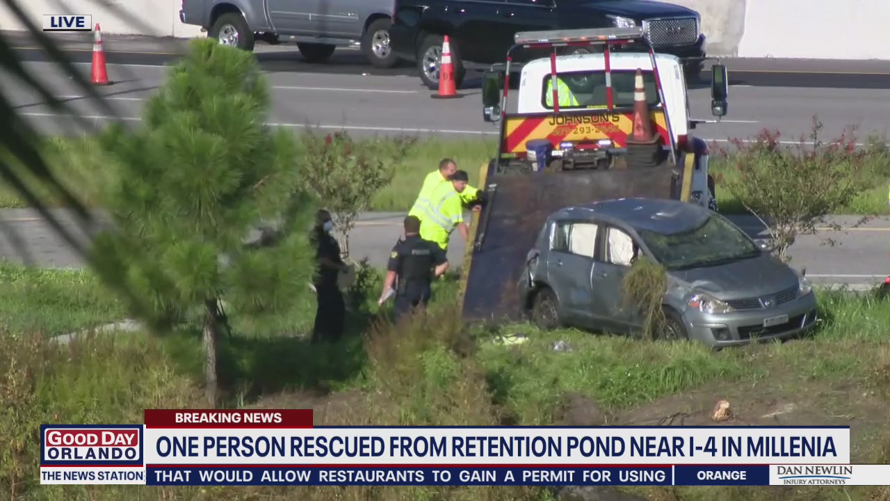 1 rescued from retention pond near Mall at Millenia