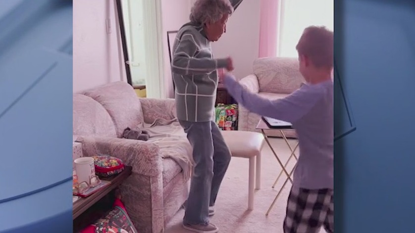 102-year-old great-grandmother joins in on virtual PE class