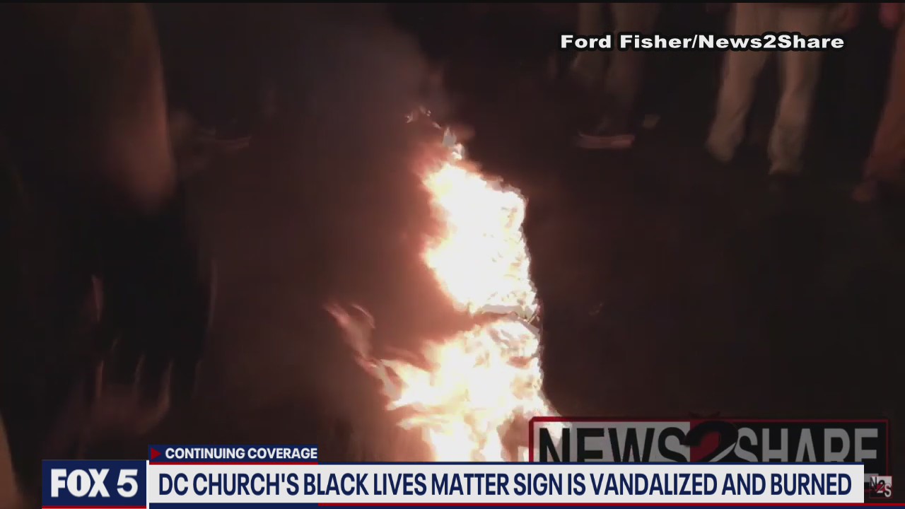 Black Lives Matter sign vandalized after pro-Trump rally