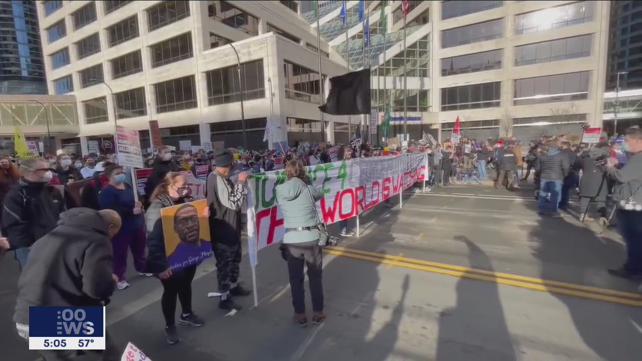 Protesters gather in Minneapolis as Chauvin trial begins