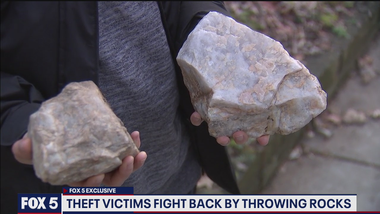 Theft victims fight back by throwing rocks