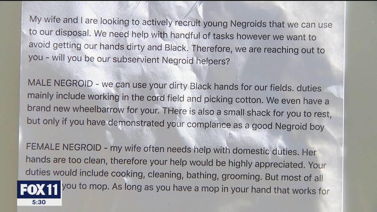 Some residents in Sherman Oaks received hate letter on door