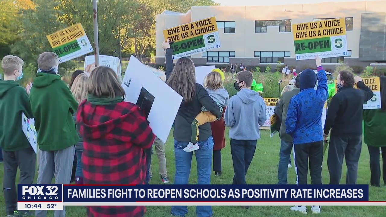 Parents, students fight to reopen schools as Illinois' virus positivity rate surges