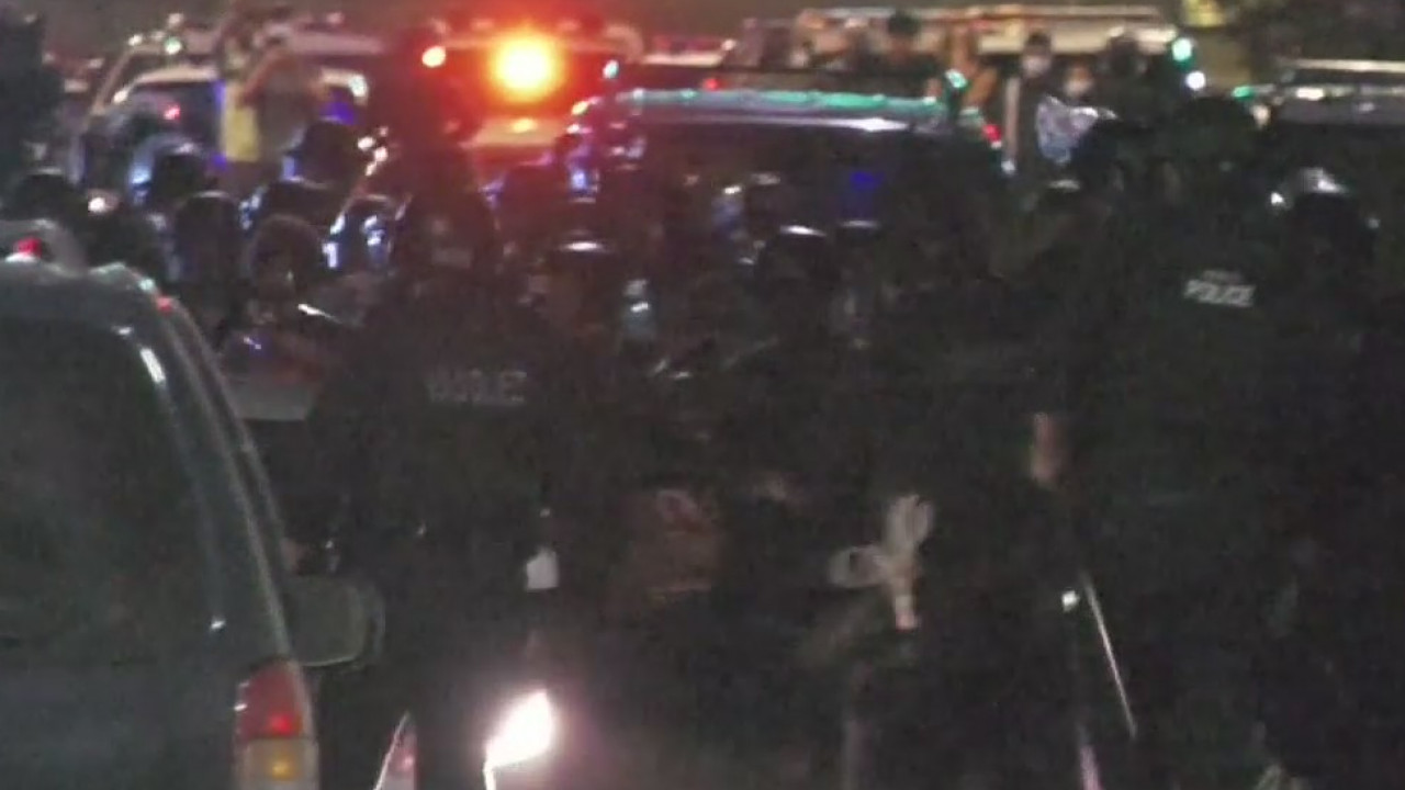 Demonstrators, police clash in third night of DTLA protests following Jacob Blake shooting