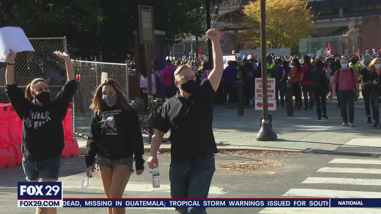 Philadelphians take to the streets following Joe Biden's projected presidential win