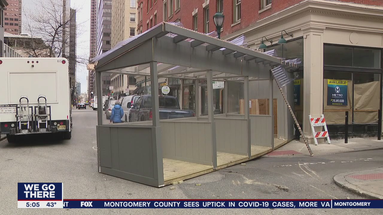 Outdoor dining pod struck by delivery truck in Rittenhouse Square