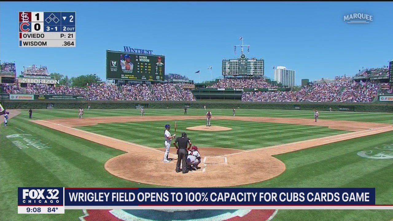 Wrigley Field opens to 100% capacity for Cubs-Cards game